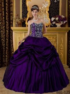 Dark Purple Sweetheart Taffeta Pick-ups Quinceanera Dresses