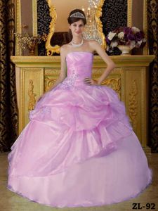 Multi-tiered Baby Pink Princess Organza Dresses For a Quince