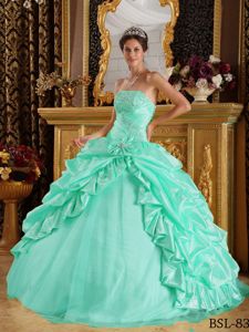 Recommended Special Design Apple Beading Green Quinceanera Dress