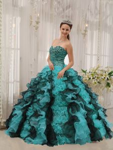 Fitted Multi-color Floor-length Quinces Dress with Beading