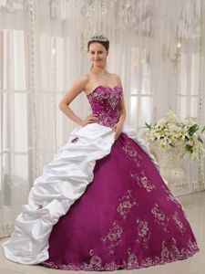 Floor-length 16th Dress with Embroidery in Purple and White