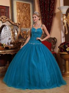 Spaghetti Straps Ball Gown Quinceanera Dress with Beading