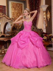 Dresses For a Quince Sweetheart and Appliques in Rose Pink