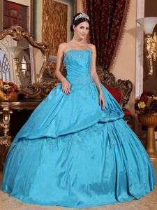 Strapless Beaded Sweet Sixteen Quinceanera Dresses in Teal