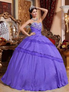 Lavender Quinceanera Dress with Appliques Decorate Strapless