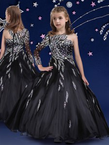 Best Black Sleeveless Organza Zipper Girls Pageant Dresses for Quinceanera and Wedding Party