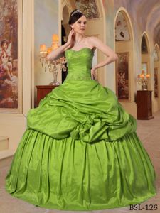 2013 Olive Green Taffeta Sweet Sixteen Quinceanera Dresses with Beading