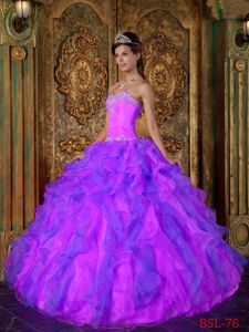 Purple and Pink A-Line / Princess Sweetheart Quinceanera Gown Dresses