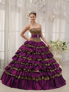 Trendy Leopard Print Multi-color Ruffled Dresses for a Quince
