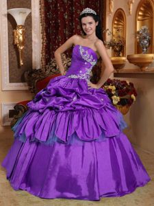 Chichi Blue Violet Sweet 15 Dress with Pick Ups and Appliques
