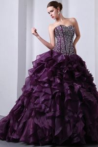 Sweetheart Beading Accent Bodice Ruffled Purple Dresses Quince