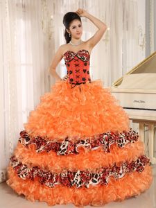 Colorful Tiered and Ruffled Lace Accent Dresses 15 with Leopard