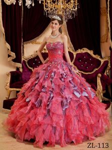 Unique Colorful Ruffled Beading Leopard Quince Dresses