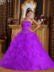 Beading Appliqued Pick-ups Light Purple Sweet Sixteen Dresses