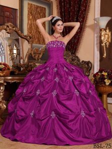 Fuchsia Ball Gown Pick-ups Ruched Quinceanera Party Dress