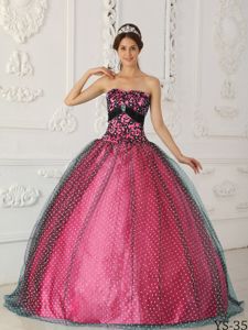 Strapless Beaded Ball Gown Floor-length Tulle Quinceanera Dress