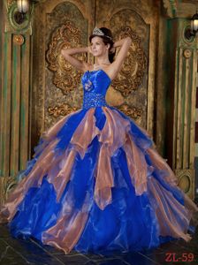 Ruffled Organza Quinceanera Gown Dresses with Beading