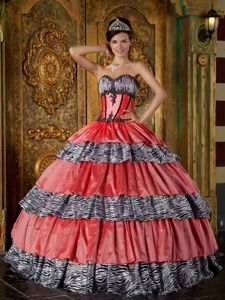 Sweetheart Layered Dress for Quinceaneras with Zebra Stripe