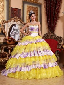 Multi-color Layered Ruffles Organza Sweet Sixteen Dresses