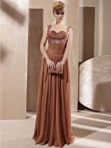 Most Popular Sleeveless Floor Length Beading Zipper Mother of Bride Dresses with Brown