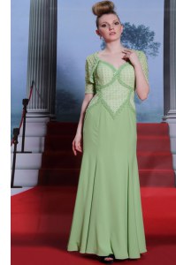 Modest Ankle Length Column/Sheath Cap Sleeves Olive Green Mother of Groom Dress Side Zipper