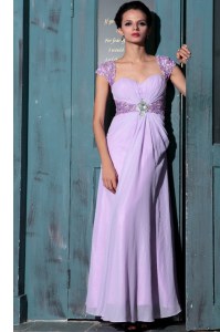Romantic Lavender Mother of Groom Dress Prom and Party and For with Beading Sweetheart Sleeveless Zipper