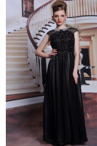 Black Mother Dresses Prom and Party and For with Beading and Appliques Scoop Sleeveless Zipper