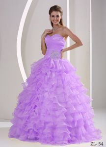 Dreamy Lilac Ruffled Appliqued Sweet Sixteen Dresses Online
