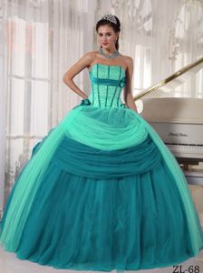 Two-toned Corset Back Ruched Beaded Quinceanera Dresses