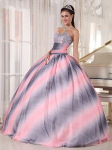 Impressive Ombre Color Beaded Fitted Quinceanera Gown Dress