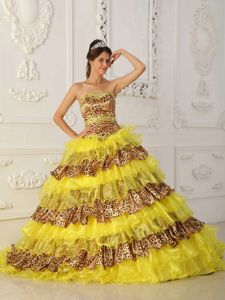 Special Style Leopard Print Multi-color Ruffled Dress for Quince