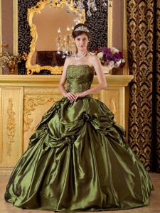 Wonderful Flowers Pick Ups Olive Green Quince Dresses Factory
