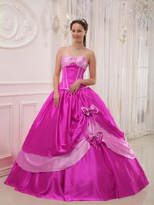Graceful Strapless Satin Beaded Quinceanera Gowns with Bowknots