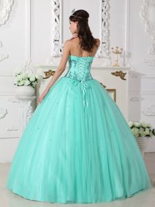Fashionable Beaded Appliques Quinceanera Dresses in Apple Green