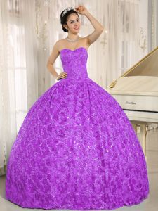 Embroidery Light Purple Sweetheart Quince Gown with Sequins