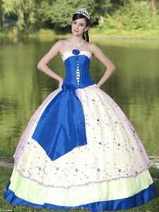 Lace Decorate Colorful Dresses 15 with Tiers and Hand Made Flowers