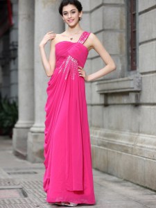 Hot Pink Bateau Zipper Sequins Mother Dresses Sleeveless