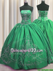 Luxurious Spring and Summer and Fall and Winter Taffeta Sleeveless Floor Length Quinceanera Dress andBeading and Embroidery