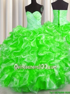 Low Price Floor Length Ball Gowns Sleeveless Spring Green Ball Gown Prom Dress Lace Up