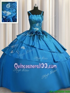 Stunning Floor Length Lace Up Sweet 16 Dress Teal and In forMilitary Ball and Sweet 16 and Quinceanera withBeading and Embroidery
