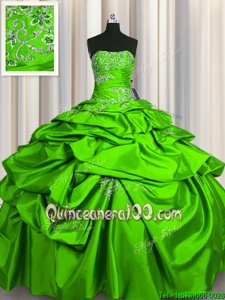 Glorious Spring Green Sleeveless Floor Length Beading and Pick Ups Lace Up Quinceanera Gown