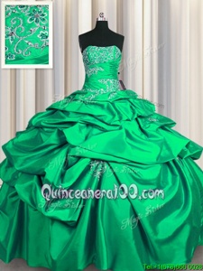 Modern Floor Length Lace Up Sweet 16 Quinceanera Dress Turquoise and In forMilitary Ball and Sweet 16 and Quinceanera withAppliques and Pick Ups