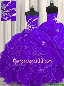 Custom Fit Sleeveless Lace Up Floor Length Beading and Appliques and Ruffles Quinceanera Dresses