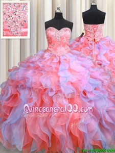 On Sale Sleeveless Beading and Appliques and Ruffles Lace Up Sweet 16 Dresses