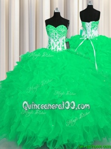 Elegant Turquoise Lace Up 15 Quinceanera Dress Appliques and Ruffles Sleeveless Floor Length