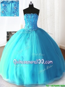 Deluxe Sleeveless Beading and Appliques Lace Up Quinceanera Dress