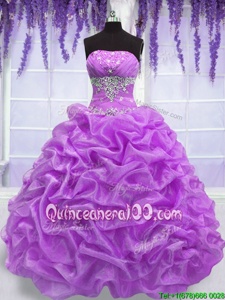 High Quality Spring and Summer and Winter Organza Sleeveless Floor Length 15 Quinceanera Dress andBeading