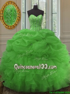 Beauteous Pick Ups Floor Length Ball Gowns Sleeveless Green Quinceanera Dresses Lace Up