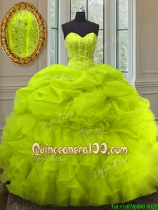 Fantastic Sleeveless Lace Up Floor Length Beading and Ruffles and Pick Ups 15 Quinceanera Dress