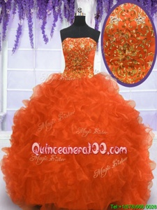 Spectacular Sleeveless Brush Train Beading and Appliques and Ruffles Lace Up Quinceanera Gown